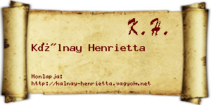 Kálnay Henrietta névjegykártya