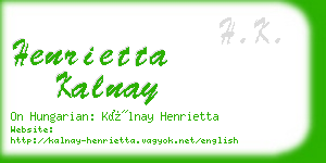 henrietta kalnay business card